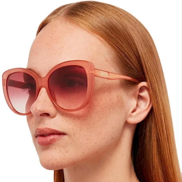 Authentic Gucci nude blush pink gradient sunglasses oversized round cat eye - Picture 4 of 17